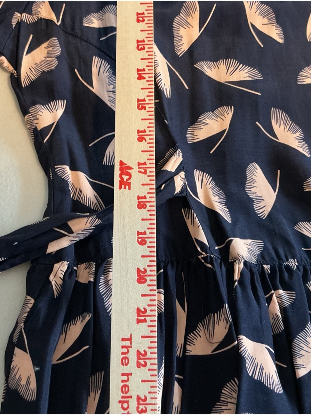 All That Jazz Navy Dress with Blush Feather Print Kentucky derby friendly 7/8 - Picture 6 of 13